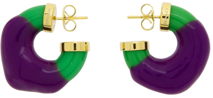 Sunnei Purple & Green Rubberized Earrings