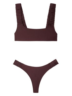 Sunnei ruched straps bikini set - Brown