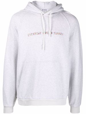 Sunnei slogan-print cotton hoodie - Grey