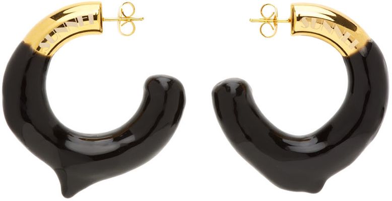 Sunnei SSENSE Exclusive Gold & Black Big Rubberized Earrings