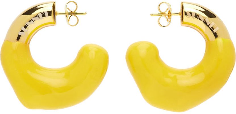 Sunnei SSENSE Exclusive Gold & Yellow Small Rubberized Earrings