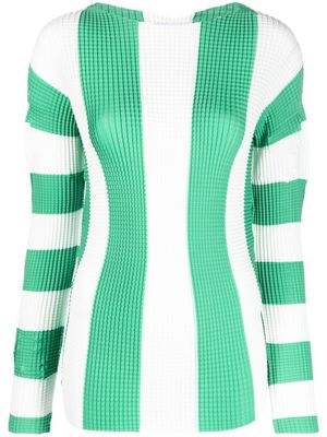 Sunnei stripe-pleated long sleeves top - White
