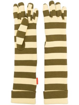 Sunnei stripe-print knit gloves - Green