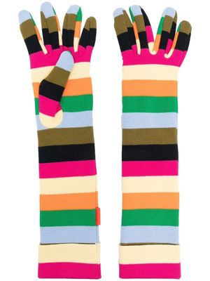 Sunnei stripe-print knit gloves - Pink