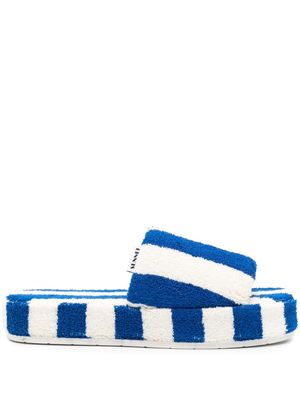 Sunnei striped cotton slippers - Blue