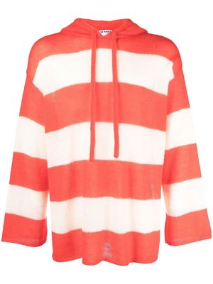 Sunnei striped intarsia knit hoodie - White