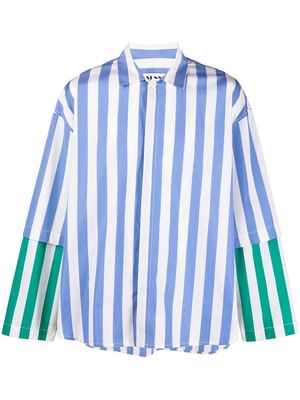 Sunnei striped layered cotton shirt - White