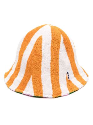 Sunnei striped reversible terry-cloth sun hat - Orange