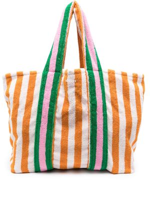 Sunnei Striped towelling-finish beach bag - Orange