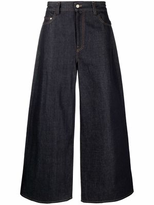 Sunnei wide-leg contrast-stitch long jeans - Blue