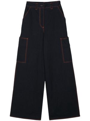 Sunnei wide-leg cotton trousers - Blue