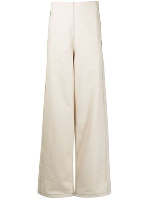 Sunnei wide-leg cotton trousers - Neutrals