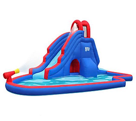Sunny & Fun Inflatable Water Park w/ Slide & Wa ter Gun