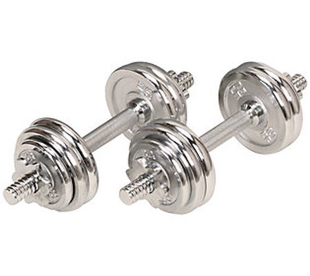 Sunny Health & Fitness 33-lb Dumbbell Chrome Se t