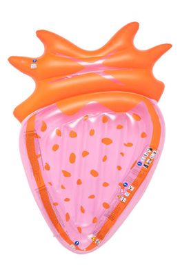 Sunnylife Luxe Inflatable Lie-On Pool Float in Strawberry Pink Berry