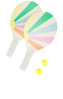 Sunnylife Pool Side Beach Paddle Set in White.