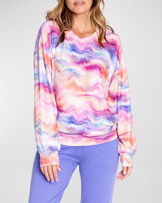 Sunset Glow Watercolor-Print Sweatshirt