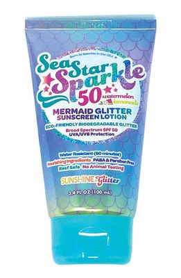 Sunshine & Glitter Kids' SeaStar Sparkle Mermaid Reef Safe Biodegradable Glitter Sunscreen SPF 50 in Teal