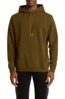 Sunspel Cotton French Terry Hoodie in Dark Moss
