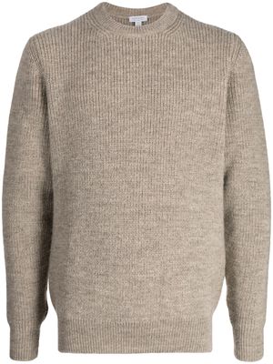 Sunspel crew-neck knitted jumper - Brown