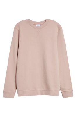 Sunspel French Terry Crewneck Sweatshirt in Pale Pink