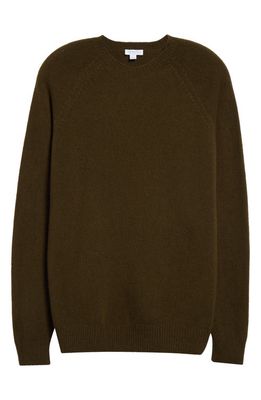 Sunspel Lambswool Crewneck Sweater in Dark Olive