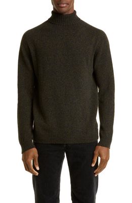 Sunspel Lambswool Turtleneck Sweater in Dark Moss
