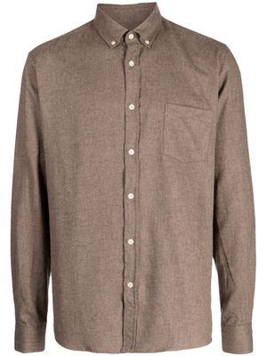 Sunspel long-sleeve flannel cotton shirt - Brown
