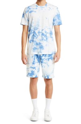 Sunspel Men's Cotton French Terry Sweat Shorts in Sky Blue Tie Dye