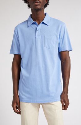 Sunspel Men's Riviera Cotton Polo in Cool Blue