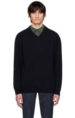 Sunspel Navy V‑Neck Sweater