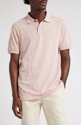 Sunspel Solid Piqué Polo in Shell Pink