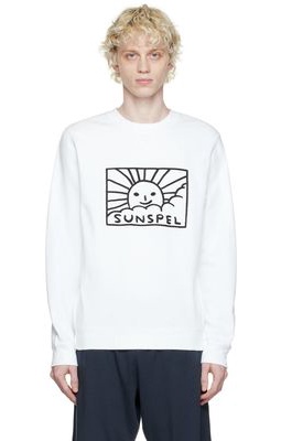 Sunspel SSENSE Exclusive White Embroidered Sweatshirt