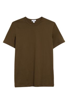Sunspel Supima Cotton Crewneck T-Shirt in Dark Olive