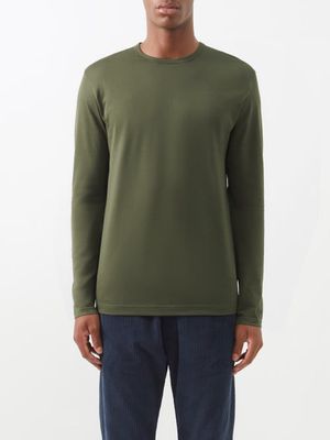 Sunspel - Supima-cotton Long-sleeved T-shirt - Mens - Dark Green