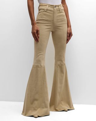 Super High-Rise Bell Flared Suede Pants