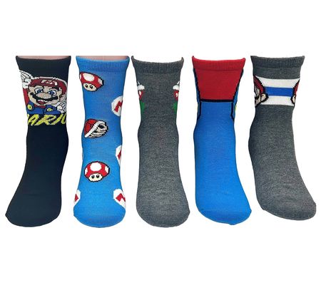 Super Mario Boy's Crew Sock Set - 5 Pair