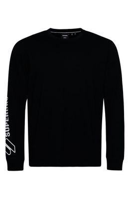 Superdry Code Appliqué Long Sleeve Cotton T-Shirt in Black