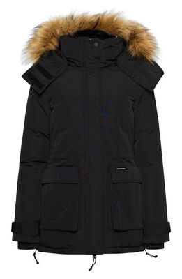 Superdry Code Expedition Everest Water Resistant Parka With Faux Fur Trim in Black