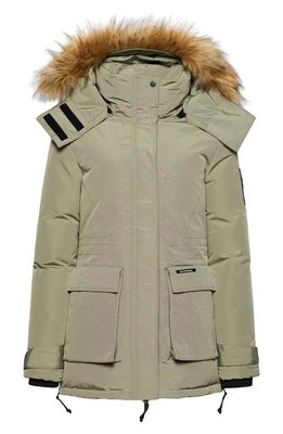 Superdry Code Expedition Everest Water Resistant Parka With Faux Fur Trim in Light Khaki