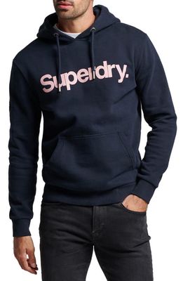 Superdry Core Logo Organic Cotton Blend Graphic Hoodie in Eclipse Navy