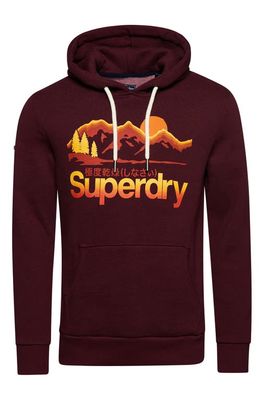 Superdry Great Outdoors Graphic Hoodie in Deepest Burgundy Grit