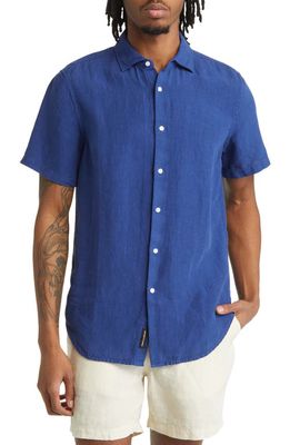 Superdry Studios Casual Short Sleeve Linen Button-Up Shirt in Twilight Navy