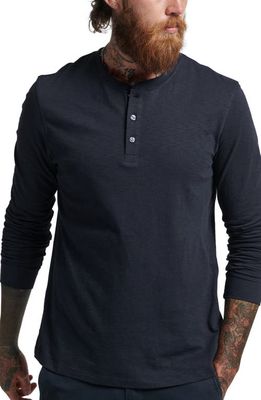 Superdry Studios Long Sleeve Organic Cotton & Lyocell Henley in Eclipse Navy