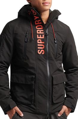 Superdry Ultimate Windcheater Jacket in Jet Black/Bold Orange