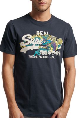 Superdry Vintage Narrative Graphic T-Shirt in Eclipse Navy