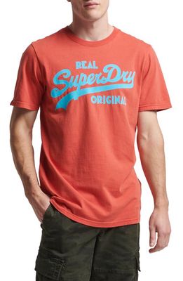 Superdry Vintage Script Logo Embroidered T-Shirt in Americana Red