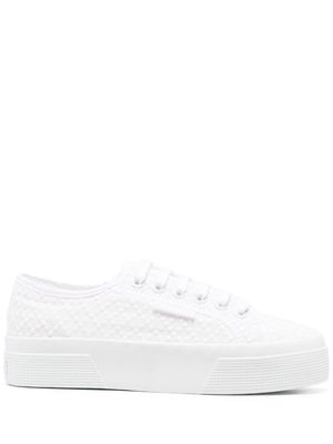 Superga embossed-finish lace-up sneakers - White