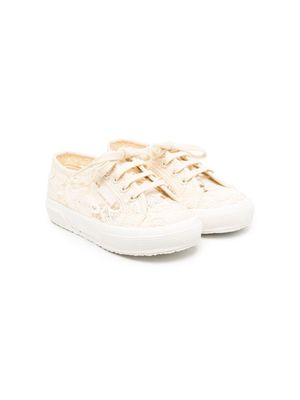 Superga Kids lace-embroidered cotton sneakers - Neutrals
