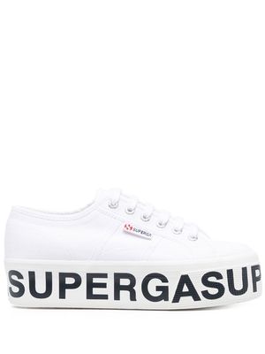 Superga logo-print flatform sneakers - 901 WHITE